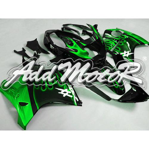 Injection molded fit cbr1100xx blackbird 96-07 green flames fairing 11n07