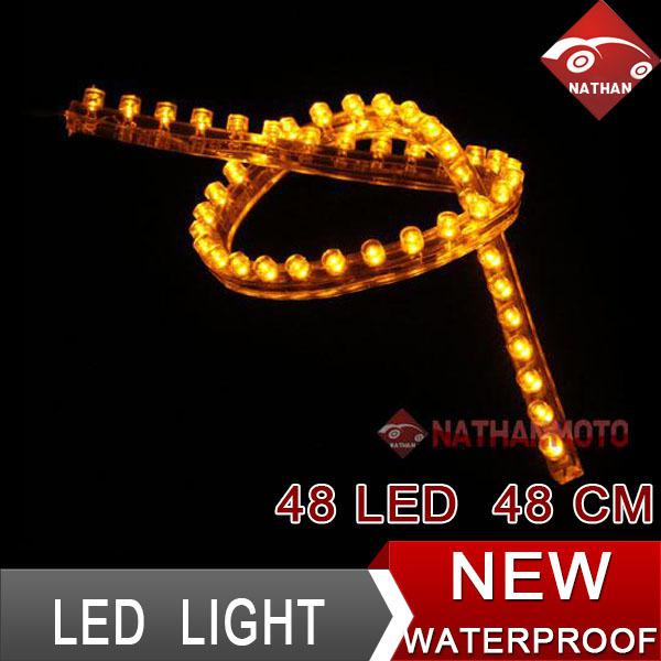 Yellow 48cm 48led flexible waterproof strip neon light lamp bulb car