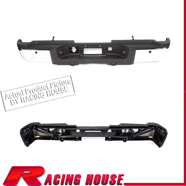 Rear step bumper bar w/ pad 11-13 silverado sierra 3500 hd dual w/ sensor chrome