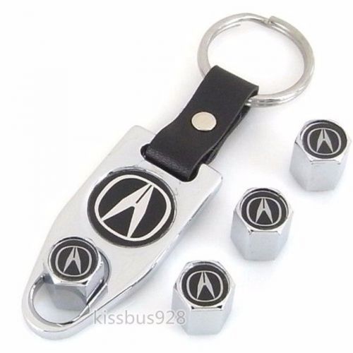 For acura chrome tire valve caps + wrench keychain