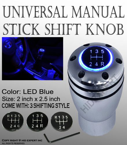 Icbeamer shift knob silver color w/ blue led light manual car gear lev gt9575