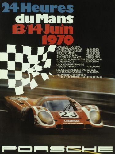 Porsche 917 le mans 1970 24 hours race classic poster re print  (60cm x 45cm)