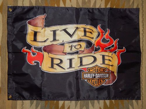 Harley davidson ~ live to ride ~ large motorcycle bike flag ~ 26&#034; x 36&#034;