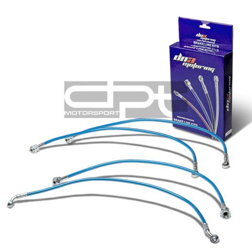 For civic ep3 replacement front/rear stainless hose blue pvc coated brake lines