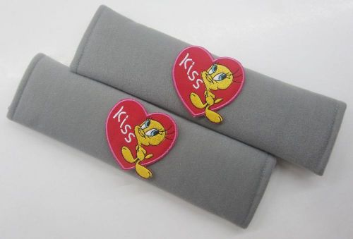 2 pcs car comfortable seat belt seatbelt shoulder pads cover tweety bird 3g