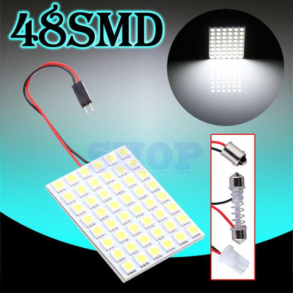 48 smd 5050 pure white light panel bright t10 ba9s festoon dome led bulb lamp