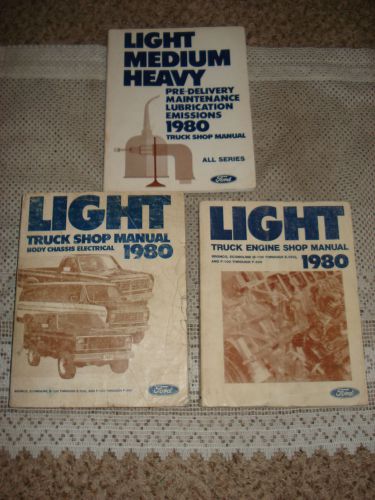 1980 ford truck bronco shop manual set original service books f-series