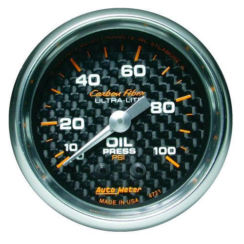 Auto meter 4721 carbon fiber; mechanical oil pressure gauge