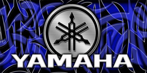 Yamaha motocross motorcycle racing garage banner - blue tribal