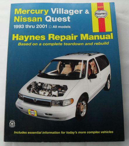 Haynes repair manual 1993-2001 mercury villager nissan quest haynes 64200