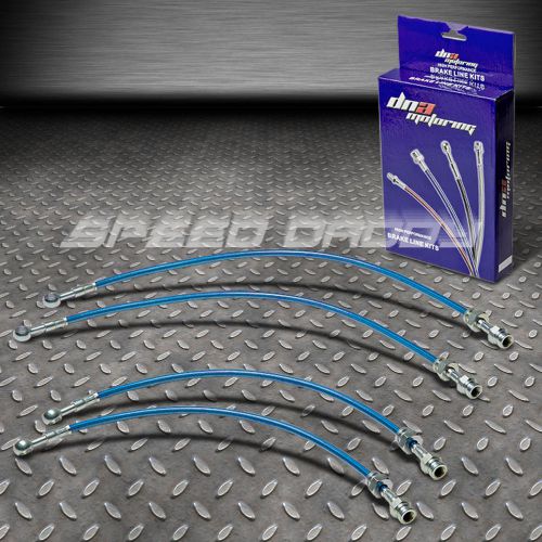 Front+rear stainless steel hose brake line/cable 98-02 mazda 626 gf fs/kl blue