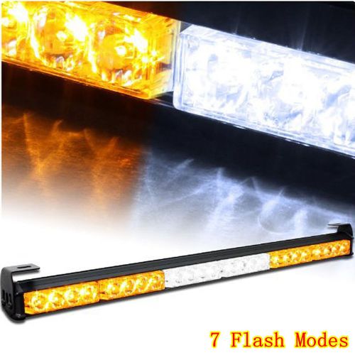 27&#034; amber/white 24 led emergency warning strobe flash light 4x4 offroad jeep suv