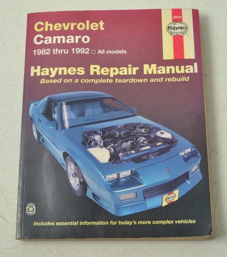 Haynes chevrolet camaro repair manual 1982 - 1992 all models 24016