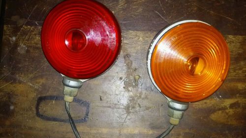 Pair of vintage dietz #275 two way tractor lights red and amber parts or repair