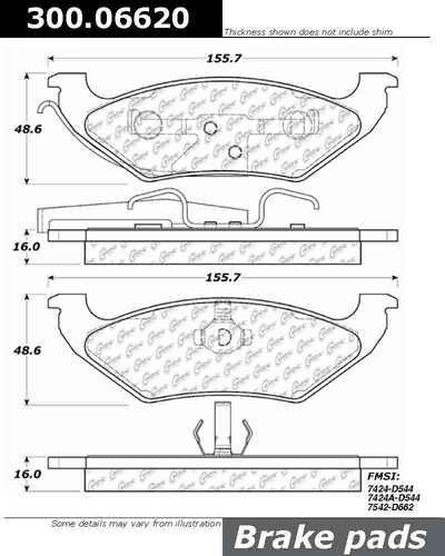 Centric 300.06620 brake pad or shoe, rear-premium semi-met pads w/shims