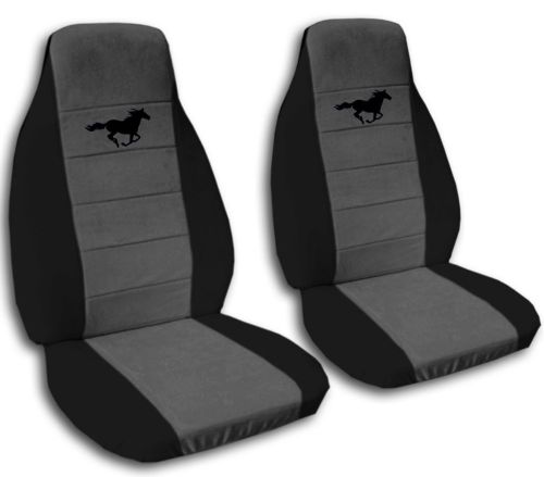 Black charcoal horse seat cover ford mustang fits 13-15 coupe convertible abf