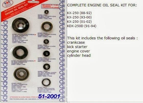 Kawasaki kx250 1988-2002 kdx250 engine oil seal kit k&s 51-2001