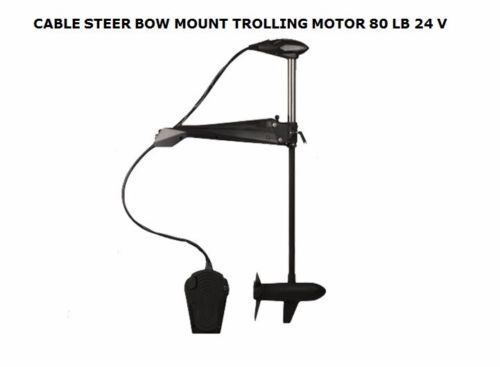 Bow mount cable steer trolling motor 80 lbs 24v foot control caymanpro