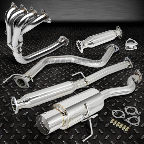 4.5&#034;muffler tip racing catback+4-1 header manifold+pipe exhaust for civic 3dr eh