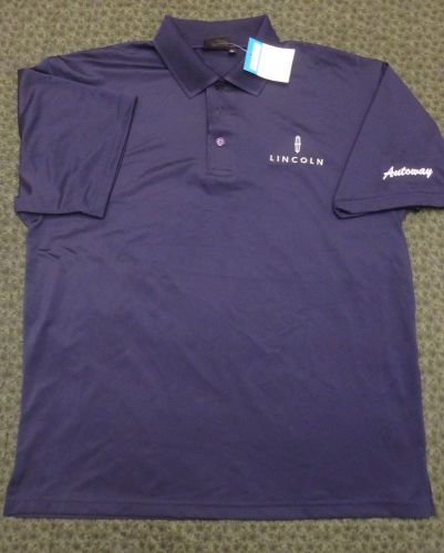 Lincoln auto embroidered polo shirt akwa aqua dry large new with tag