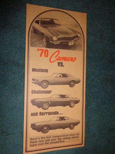 1970 chevrolet camaro comparison guide / original salesman&#039;s folder