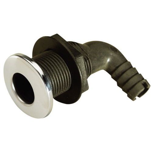 1-1/8 inch stainless steel covered 90 degree thru-hull hose fitting for boats
