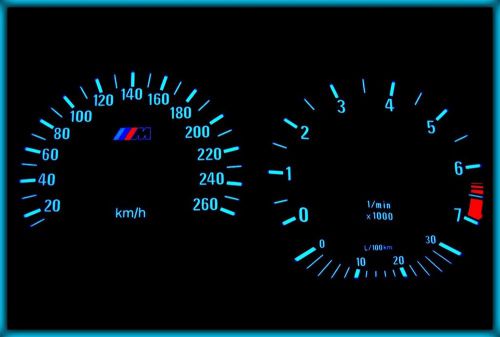 G036 bmw e36 91-99 eu 260kmh black/blue el plasma glow gauges cluster dials