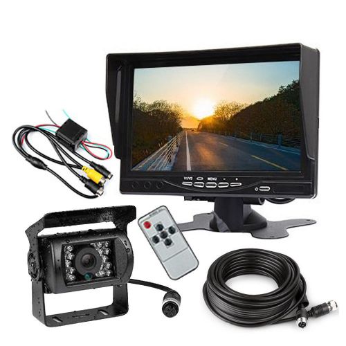 4pin 12-24v motorhome rear view kit sunshade 7&#034; monitor ccd backup ir camera