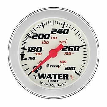 Equus 2 inch water temperature gauge kit white / aluminum bezel 8242 100 - 280 f