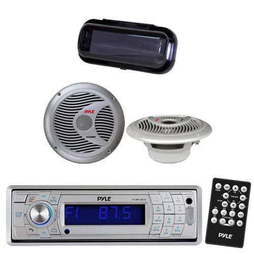 Pyle in dash marine yacht sd usb player/ wireless bluetooth /2 speakers + cover