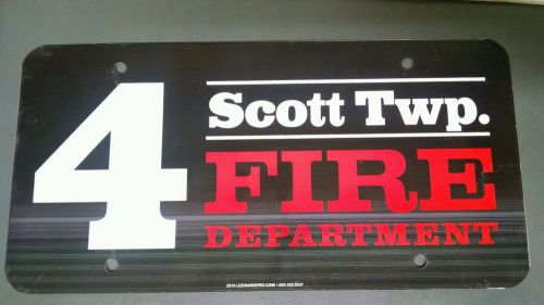 Scott twp. township fire department firefighter license plate - two sided sample