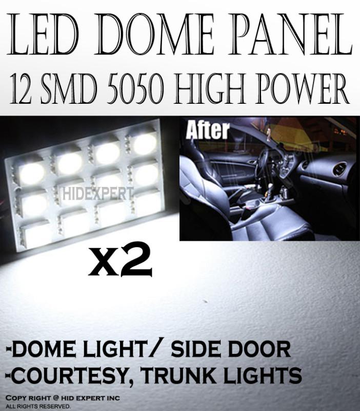 Jdm 2 x cool white 12-smd led panel highpowerlights interior map/dome/door light