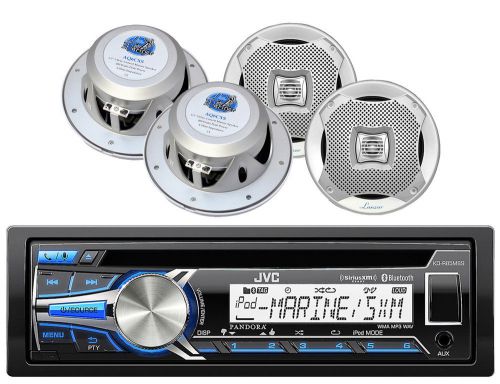 4 silver lanzar 6.5&#034; marine speakers, jvc marine bluetooth usb cd aux receiver