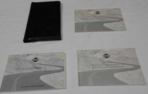 2001 nissan altima owner manual 4/pc.&amp; black nissan tri-fold factory case.- oem