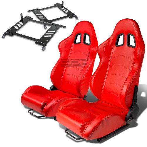 Type-1 racing seat red pvc+silder/rail+for 00-06 maxima/sentra a33/b15mount x2