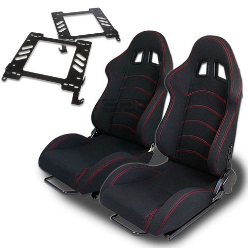 Type-1 racing seat black cloth+silder/rail+for 02-07 wrx/sti gd/gg bracket x2