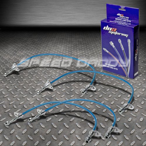 Front+rear stainless steel hose brake line for 90-93 acura integra da9/db2 blue