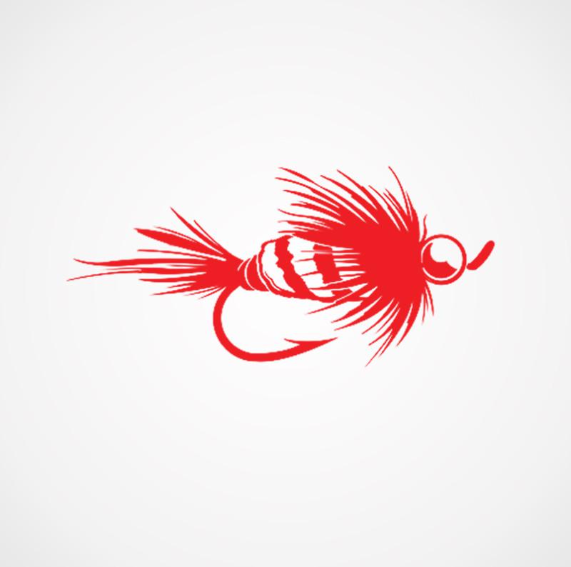 Fly fishing lure vinyl decal sticker in ★ red 6" ★ fish decals boat stickers 