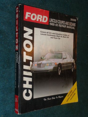 1988-2000 lincoln coupes &amp; sedans shop manual / chilton&#039;s book 99 98 97 96 95 94