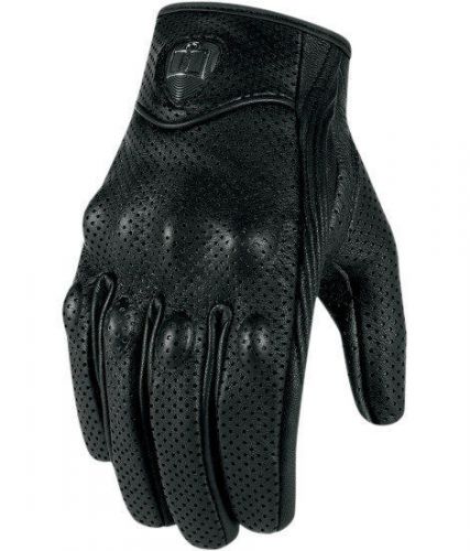 Black #im163 leather perforated riding motorcycle gloves size m