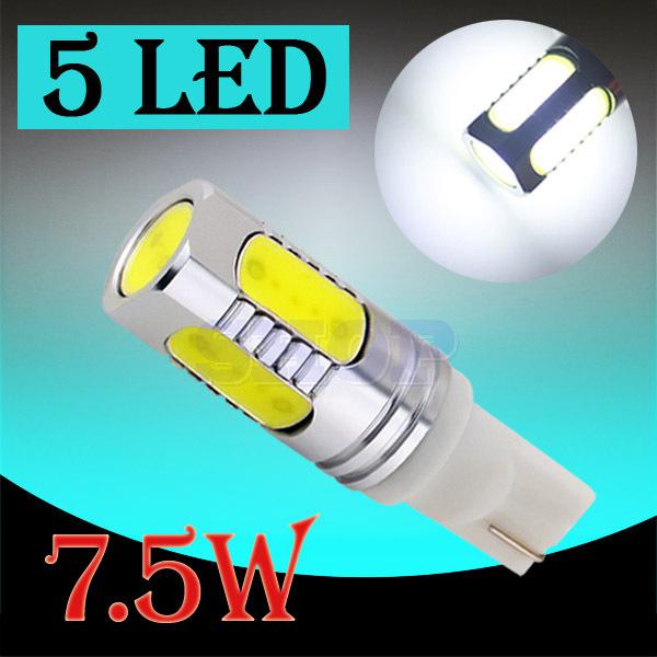 T10 high power 7.5w 5 led pure white license plate interior 194 w5w car light