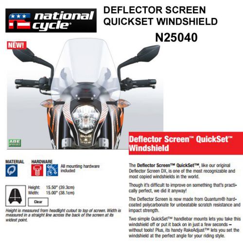 Honda zr750 zephyr 1990-99 national cycle deflector quickset windshield n25040