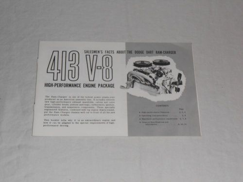 Dodge 413 v-8 ram-charger salemen&#039;s facts booklet