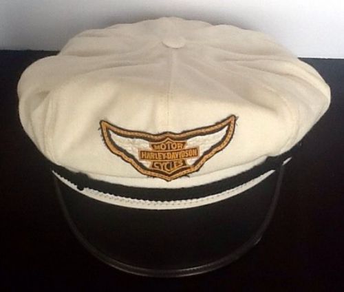 Vintage harley davidson white captains hat biker size xl