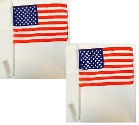 2 new united states american flag patriotic car window clip usa flag 8x12&#034;