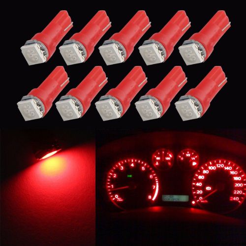 10x t5 1smd 5050 led car red wedge dashboard instrument panel light bulb lamp