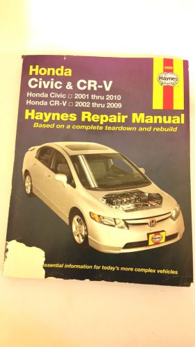 Haynes repair manual forhondacivic&amp;cr-v 2001 thru 2010,cr-v2002 thru2009