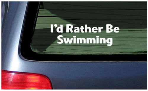 I&#039;d rather be swimming triathlon car window sticker pool