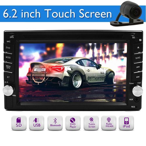 Free camera+car radio in dash stereo 6.2&#034; hd dvd player subwoofer eq ipod no gps