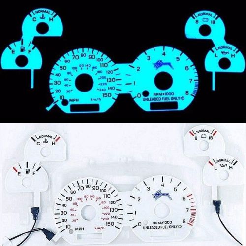 Indiglo glow gauge dash white face el cluster for ford mustang gt 95-98